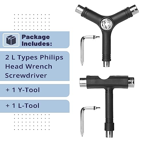 Skateboard Tool Set with T- and Y-Tools, Pack of 2 for Assembly & Repair