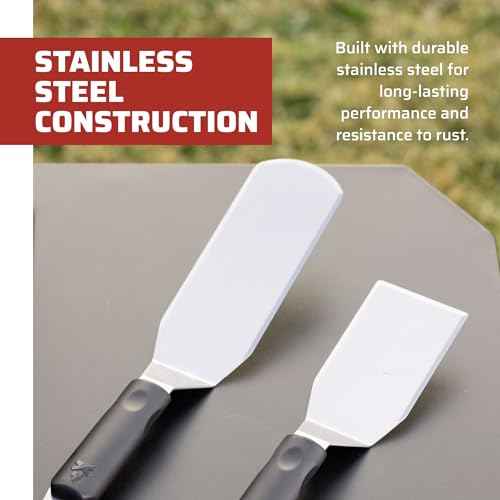 Camp Chef Griddle Essentials Kit - Flat-Top Griddle Accessories Include 2 Grill Spatulas, Grilling Tongs, Grill Scraper, 2 Squeeze Bottles & Magnetic Bottle Holder