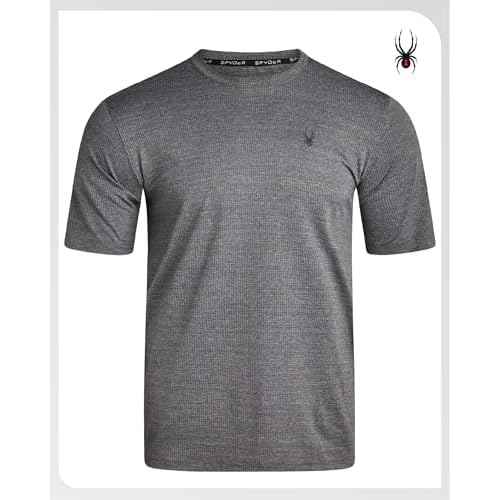 Spyder Mens Athletic Shirts - Moisture Wicking Short Sleeve Crewneck Workout Shirts for Men - Relaxed Fit Mens Shirts for Gym