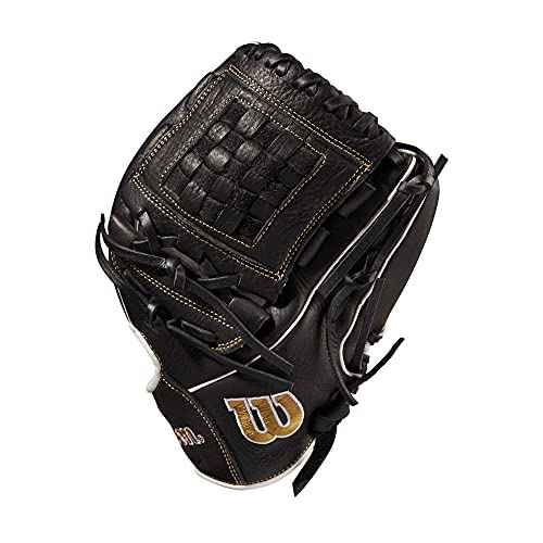 Wilson 2022 A1000 P12 12" Fastpitch Pitcher's Glove - Left Hand Throw, Black/Metallic Gold/White