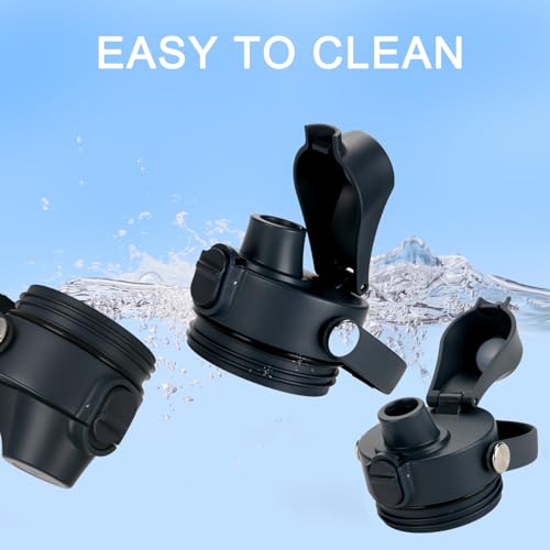 Navy Auto Spout Lid for YETI Rambler Bottles 18/26/36/64 oz - Chug Replacement Cap with Push-Button & Handle
