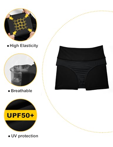 Women's High Waisted Swim Shorts 3 Inch Bathing Suit Bottoms - Medium Black