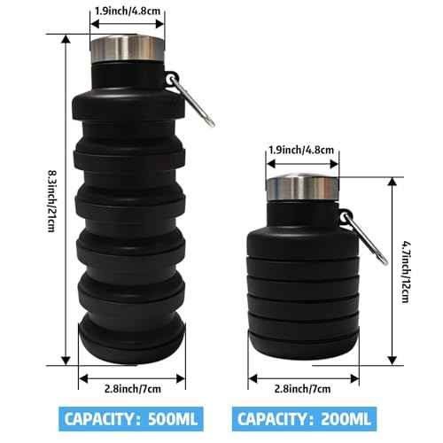 Collapsible Water Bottle,16oz Capacity Portable Reusable Silicone Water Bottle, Leak-proof, with buckle, foldable storage, Lightweight Durable for Fitness, Cycling, Sports, Camping, Hiking (Pink)