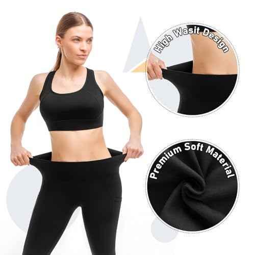 2 Pack Leggings with Pockets for Women, High Waisted Soft Leggings for Yoga Gym
