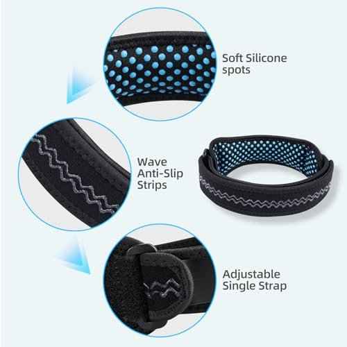 AGPTEK Plus Size Knee Brace for Women & Men, Pain Relief Patella Tendon Knee Strap 2 Pack, Adjustable Knee Support Band for Running Weightlifting Baseball Tennis Volleyball Jogging Bicycle Climbing, 20.87-27.56in