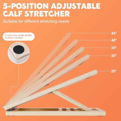 Slant Board for Calf Stretching, Adjustable Wooden Calf Stretcher Incline Board, Calf Stretch Board for Squats Leg Knees Heel Ankle Stretching