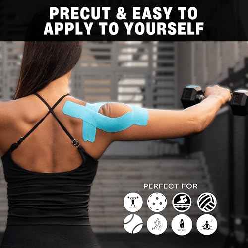 Kinesiology Tape for Shoulder | Waterproof, Sticks 7 Days, Precut Synthetic Material | K Tape for Shoulder Pain Relief & Support - Knees, Lower Back Pain, & Achilese (10 PCS | Nude)