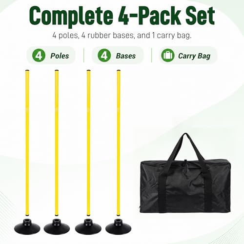 Yellow Adjustable Soccer Agility Training Poles - Speed & Drills Equipment