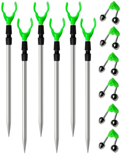 Telescopic Fishing Rod Holders 6 Pack for Ground & Sand - Adjustable Aluminum Stand