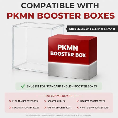 PKMN Booster Box Acrylic Display Case with Magnetic Lid and UV Protection