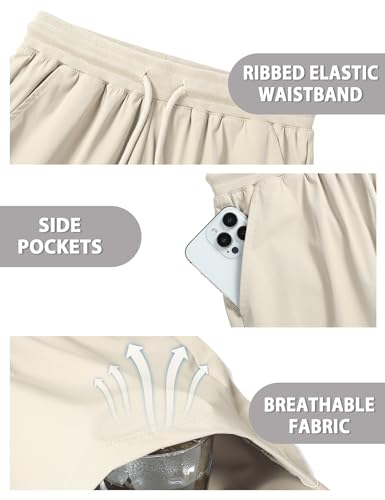 Youth Quick Dry Cargo Shorts with Pockets - Beige, 9-10 Years - Somaibo Boys Athletic Shorts