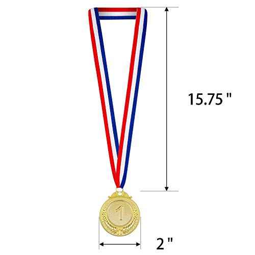 Award Medals 1st 2nd 3rd (Gold, Silver, Bronze) Metal Style Winner with Neck Ribbon, 2 Inches