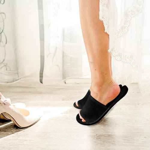 12 Pairs House Slippers for Guests Disposable Open Toe Spa Slippers Unisex Travel Slipper Bulk for Halloween Christmas Wedding Party