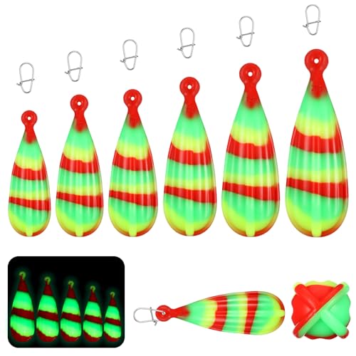 Lenwen 6 Pcs Fluorescent Fishing Practice Casting Plugs Assorted Sizes