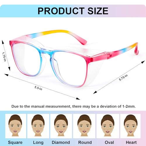 OXG 3 Pack Stylish Safety Glasses - Rainbow Pink Green Variations for Nurses