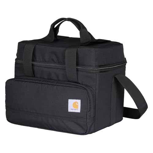 Carhartt Insulated Two Compartment Cooler, Durable Water Repellent Material W/Front Zippered Pocket for Camping, Beach & Travel