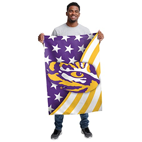 NCAA College Double Sided Team Logo Vertical Flag - LSU Tigers Americana, 40" x 28"