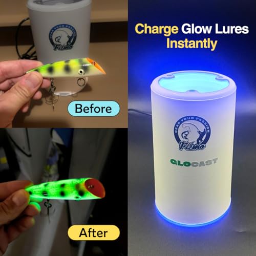6-Inch UV Glow Charger Cup for Fishing Lures, Jigs & Spoons - Night & Ice Fishing