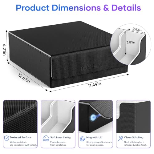 Mlikero Trading Card Storage Box A1-Black 4 Row - Holds 2400+ Cards with Dividers