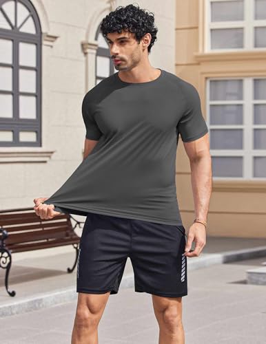 Men's UPF 50+ Quick Dry Swim Shirt Rash Guard - Large Dark Gray