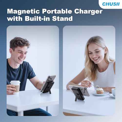 for Magsafe Power Bank, 12000mAh Wireless Magnetic Portable Charger with Stand and PD 20W USB C Fast Charging, for Magsafe Battery Pack Compatible with iPhone 16/15/14/13/12 Pro/Pro Max Series