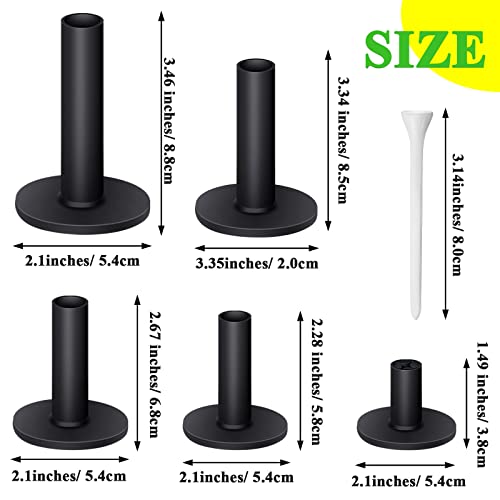 Golf Tees Set 23 Pcs Rubber & Plastic with 5 Heights Black