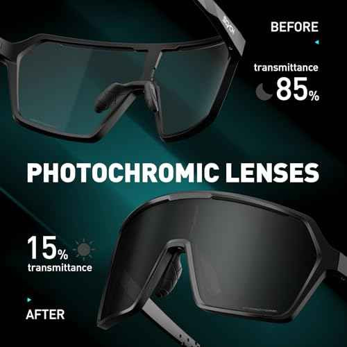 SCVCN Photochromic Cycling Glasses Sport Sunglasses Clear MTB Men Women BMX Running Driving