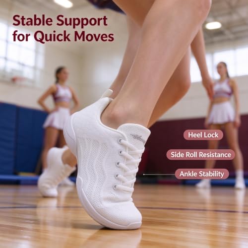 White Cheer Shoes for Girls & Women - Breathable Soft Cheerleading Sneakers - Little Kid 3 - HWJHMX