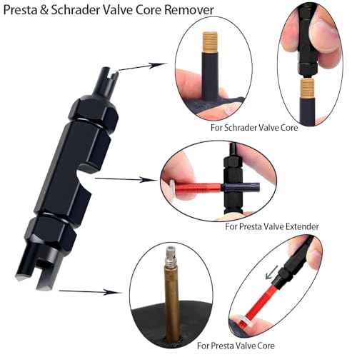 Presta Valve Core Bike Valve Core Removal Tool MTB Tire Valve Stem Repair, Bicycle Valve Core Replacements Set, Presta & Schrader Valve Stem Remover Tool Kit