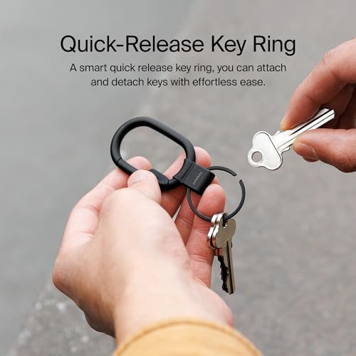 Orbitkey Clip Mini - Black, Slim Carabiner with Quick-Release Keyring