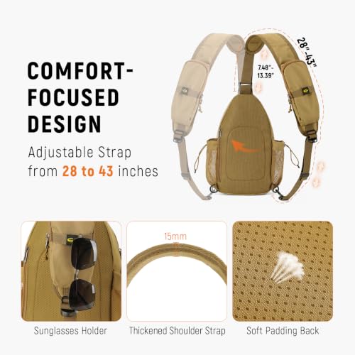 Khaki Anti-Theft Crossbody Sling Bag RFID Travel Shoulder Bag for Men & Women