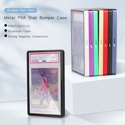 Red PSA Slab Metal Magnetic Bumper Case for 35pt Graded Cards UV-Resistant