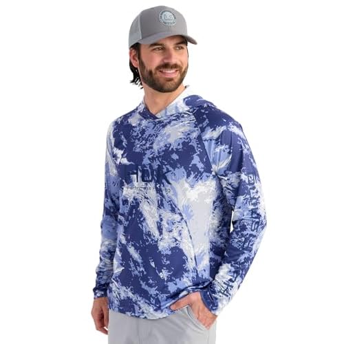 HUK Men's Pursuit Pattern Crew Long Sleeve, Performance Shirt