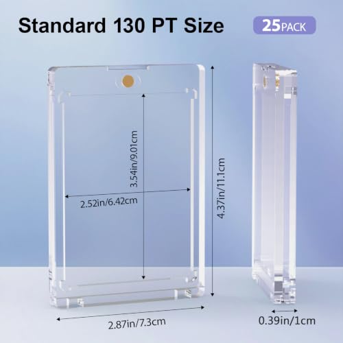 25 Pack Thick Magnetic Card Holders - 130PT Clear Display Protectors