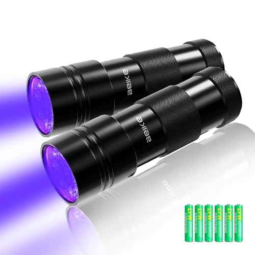 BEIKE UV Blacklight Flashlights, 12 LED 395nm Ultraviolet Blacklight (2 PCS) ? Mini Portable UV Detector for Dog Urine, Pet Urine Detector Light for Stains, Bed Bugs, Resin Curing£¬Scorpions Finder