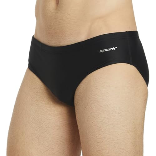 Sporti Men's Athletic Swim Brief Swimsuit - Solid Black, Size 30