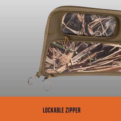 Allen Company Gear Fit Pursuit Waterfowl Shotgun Case - 52" Lockable Soft Gun Case with Adjustable Panel - Neoprene Pockets with Oversized Storage for Hunting Gearl - Realtree Max-7 Camo