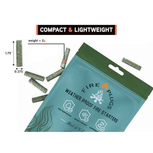 100% Waterproof Fire Plugs Fire Starters (50 Pack), BBQs, Smokers, Fire Pits, Fireplaces | Natural, Easy to Light, Emergency Ready