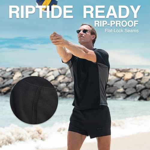 Kanu Surf Men's Swim Shirt with Short Sleeves ? UPF 50+ Rash Guard Quick-Dry Fabric