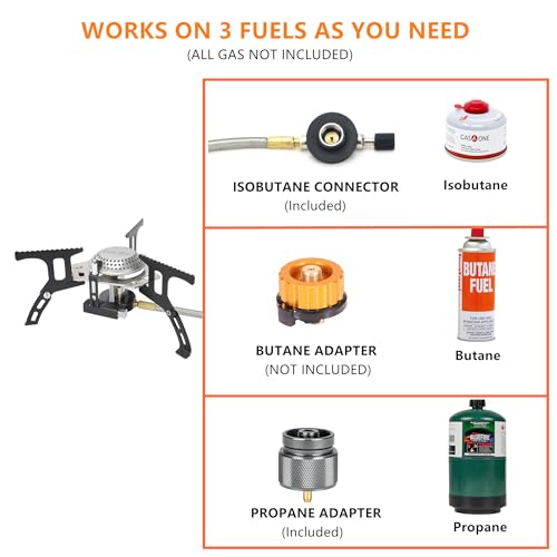 Black Portable Camping Gas Stove 3500W with Piezo Ignition & Carry Bag