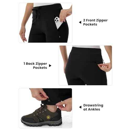 BGOWATU Women's Hiking Pants Lightweight Quick Dry Casual Joggers with Zipper Pockets Athletic Water Resistant Outdoor