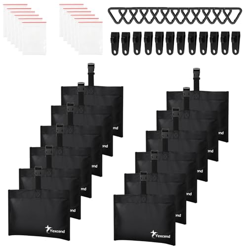 12-Pack Boat Cover Sand Bags Kit with Clips and Bags, Durable 600D Marine Canvas