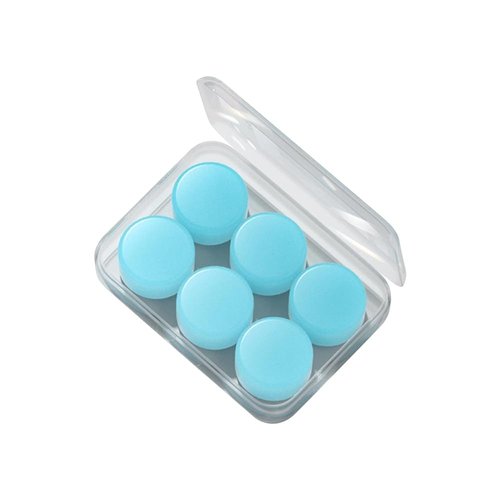 Ear Plugs for Sleeping, Swimming -6 Soft Noise Cancelling Silicone Gel Wax Earplugs for Sleep and Swimmers, Ear Protection with Sound Blocking Level of 32 Db (Blue, One Size)