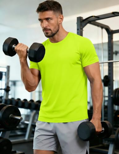 Men's Short Sleeve Athletic Shirt UPF 50+ Dry Fit Tee - Green, Large