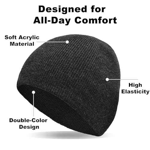 ZOORON Beanie for Women Men Reversible Winter Hats Unisex Cuffed Skull Knit Hat Cap