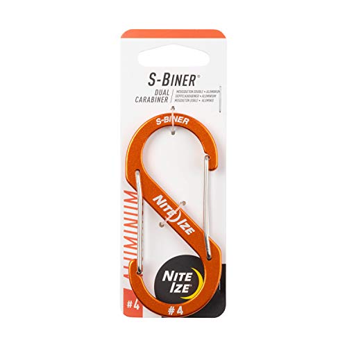 Dual Aluminum Carabiner Clip Keychain - Orange, Size-4 S-Biner