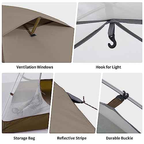 Naturehike Cloud River 2 Person 3 Person Backpacking Tent, Waterproof 2 Person 3 Person Tents for Camping, Double Layer Camping Tent
