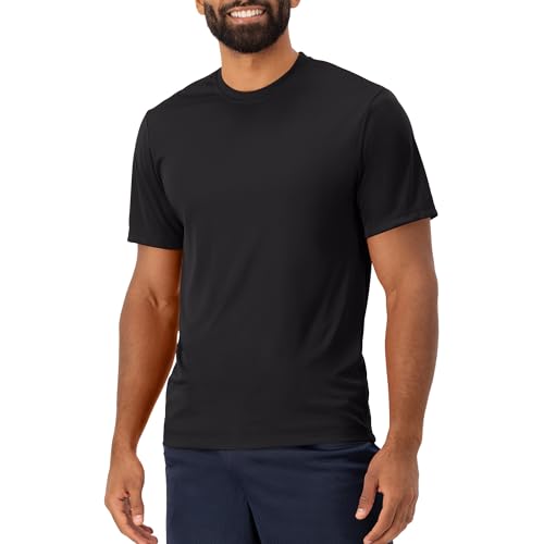 Hanes Men's Cool Dri Performance Moisture-Wicking T-Shirt Pack - Black, White, Navy, Grey, Royal, Large