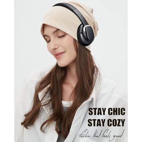 Summer T-Shirt Cotton Slouchy Beanie for Women Men Fashion Style Soft Hipster Daily Hat Lightweight Skull Sleep Cap