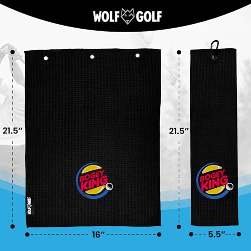 Wolf Golf Towels Bogey King Golf Towel - Embroidered USA, 16x21.5 Inches, Heavy Duty Microfiber for Clubs & Balls